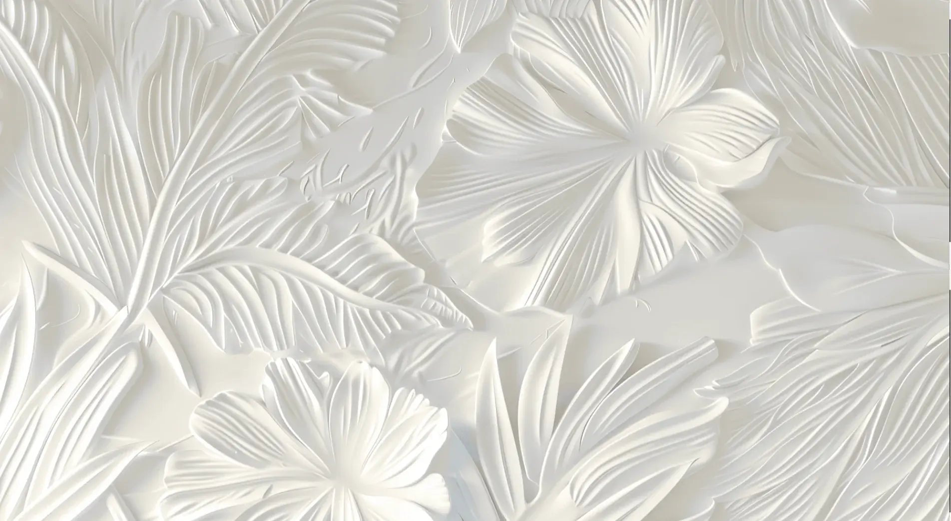 Élégance florale sculptée en blanc - Illulart: Papier peint panoramique