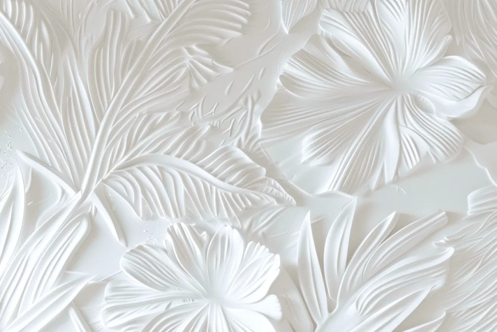 Élégance florale sculptée en blanc - Illulart: Papier peint panoramique