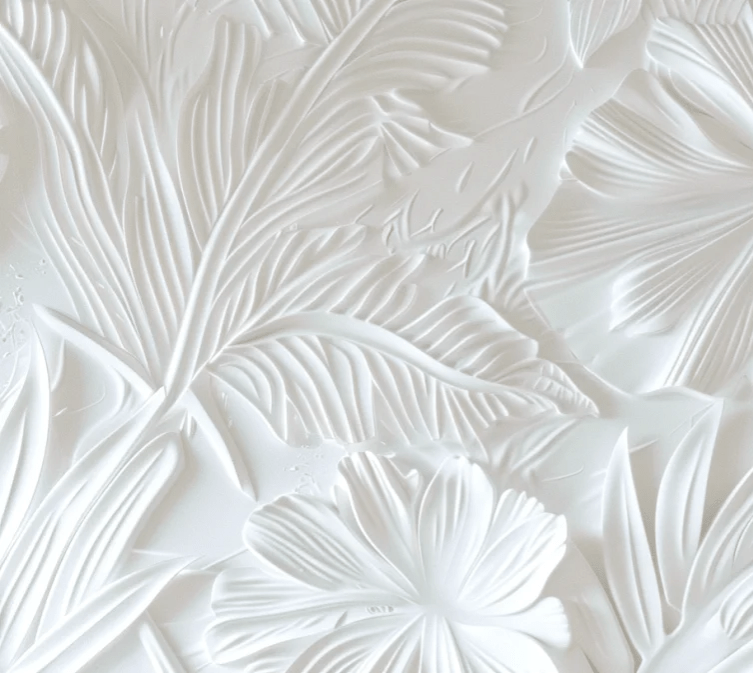 Élégance florale sculptée en blanc - Illulart: Papier peint panoramique