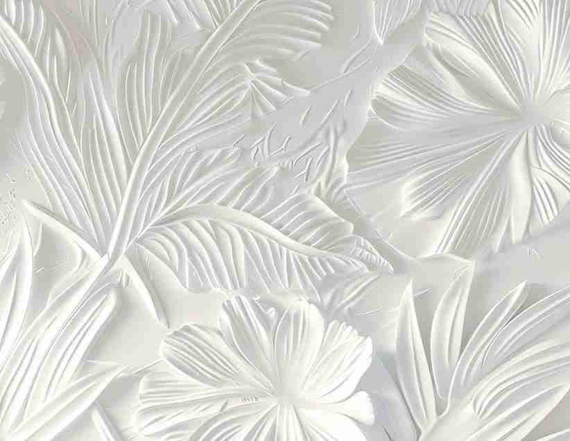 Élégance florale sculptée en blanc - Illulart: Papier peint panoramique