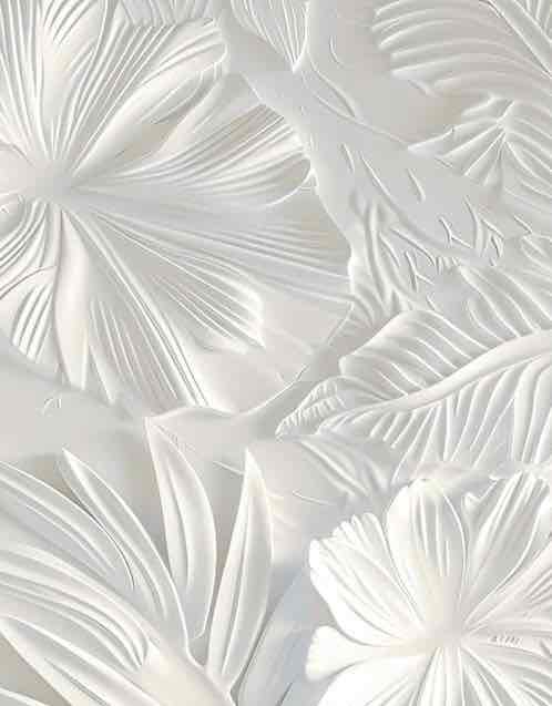 Élégance florale sculptée en blanc - Illulart: Papier peint panoramique