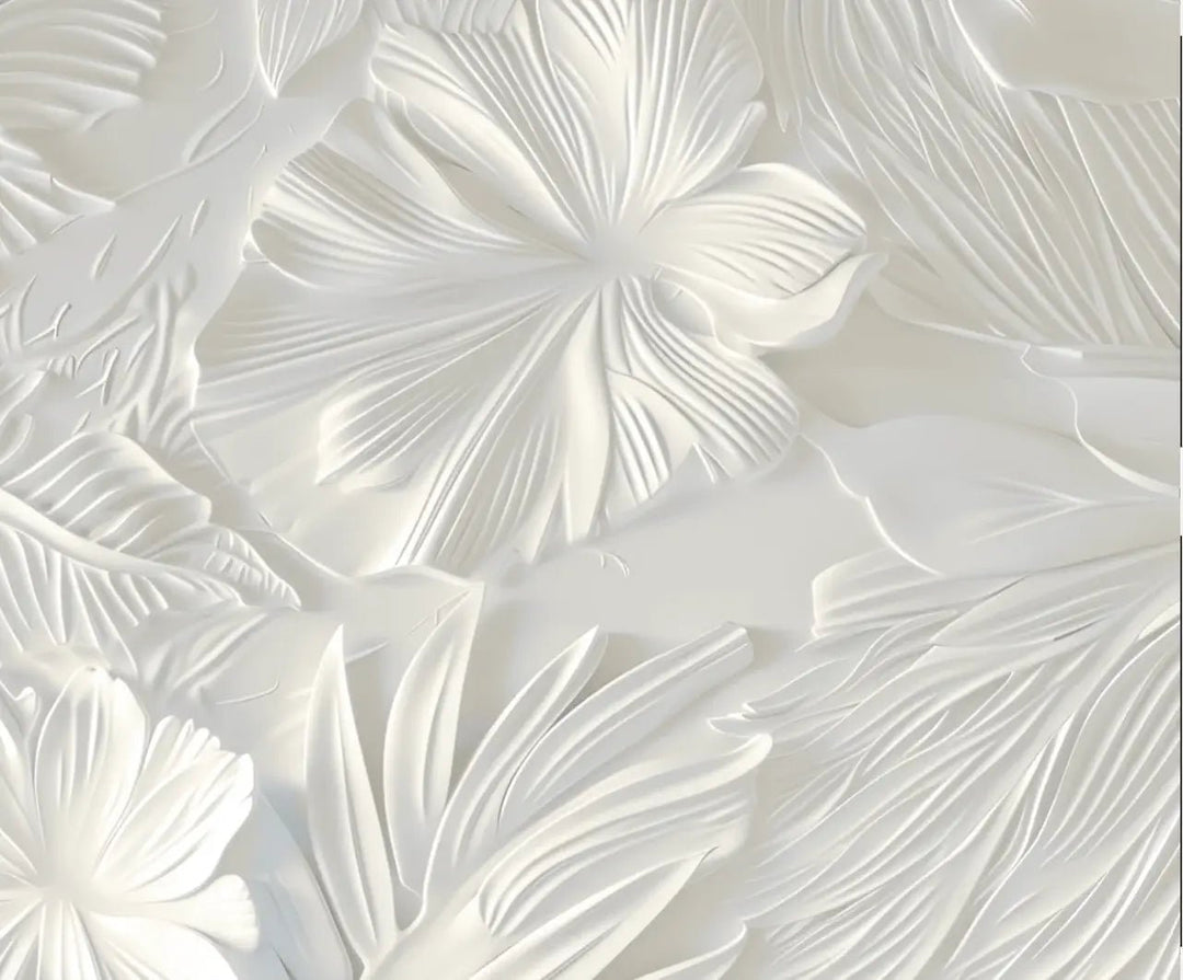 Élégance florale sculptée en blanc - Illulart: Papier peint panoramique