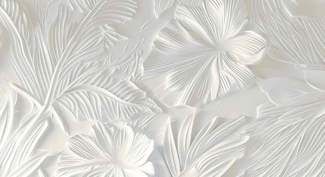Élégance florale sculptée en blanc - Illulart: Papier peint panoramique