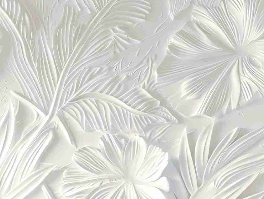 Élégance florale sculptée en blanc - Illulart: Papier peint panoramique