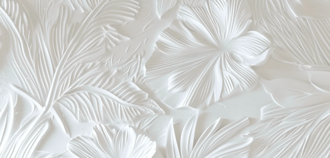 Élégance florale sculptée en blanc - Illulart: Papier peint panoramique