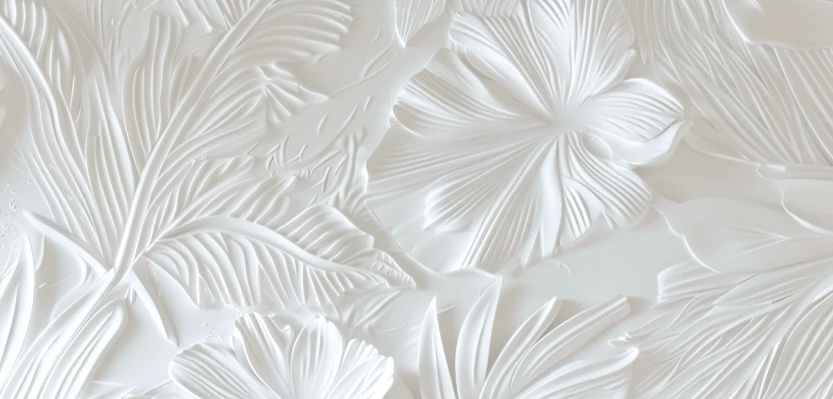 Élégance florale sculptée en blanc - Illulart: Papier peint panoramique