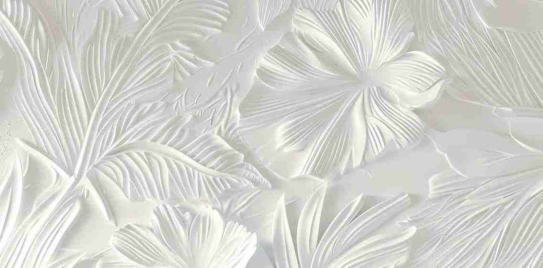 Élégance florale sculptée en blanc - Illulart: Papier peint panoramique