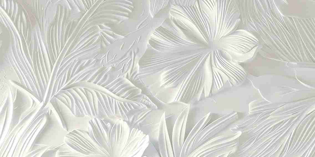 Élégance florale sculptée en blanc - Illulart: Papier peint panoramique