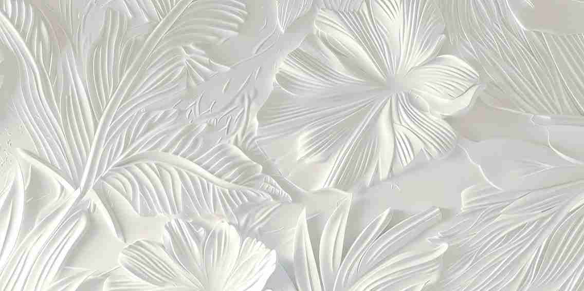 Élégance florale sculptée en blanc - Illulart: Papier peint panoramique