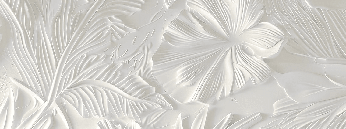 Élégance florale sculptée en blanc - Illulart: Papier peint panoramique