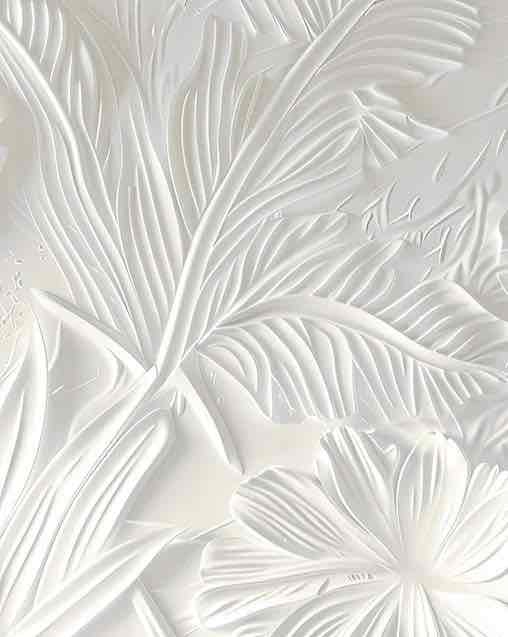 Élégance florale sculptée en blanc - Illulart: Papier peint panoramique