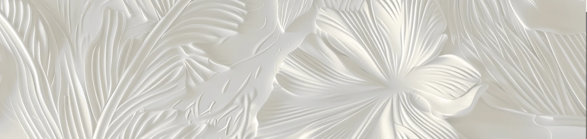 Élégance florale sculptée en blanc - Illulart: Papier peint panoramique