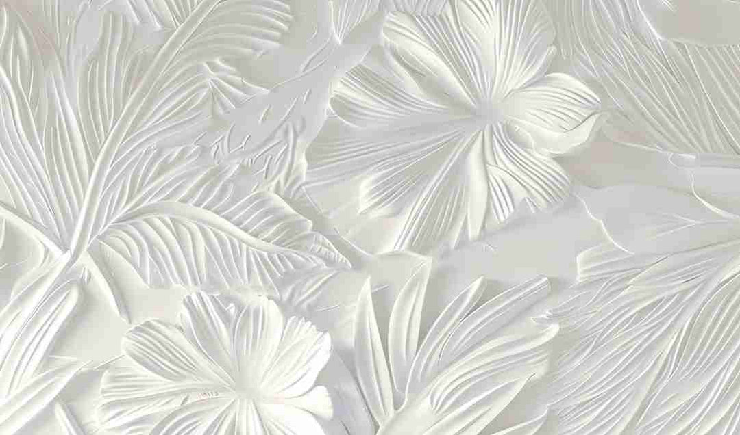 Élégance florale sculptée en blanc - Illulart: Papier peint panoramique