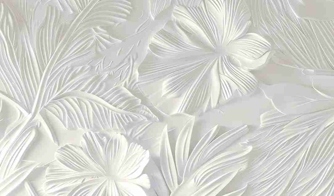 Élégance florale sculptée en blanc - Illulart: Papier peint panoramique