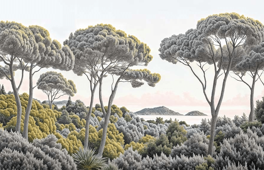 Entre pins et mer - Illulart: Papier peint panoramique