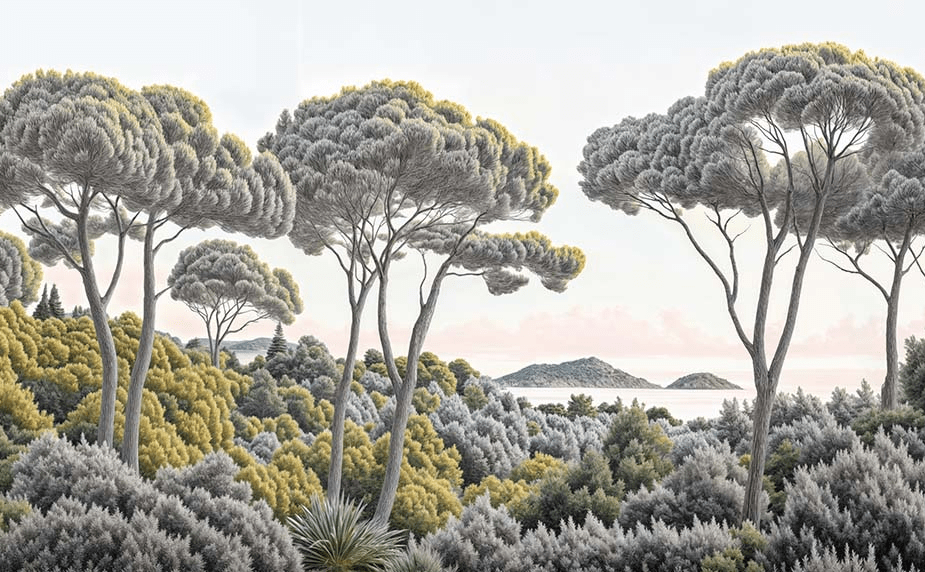 Entre pins et mer - Illulart: Papier peint panoramique