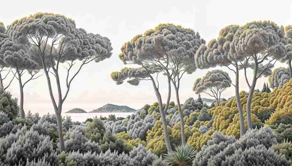 Entre pins et mer – Papier peint forêt méditerranéenne - Illulart: Papier peint panoramique