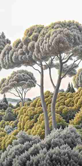 Entre pins et mer – Papier peint forêt méditerranéenne - Illulart: Papier peint panoramique