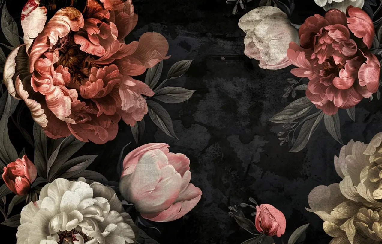 Épanouissement de Pivoines : Contraste et Beauté - Illulart: Papier peint panoramique