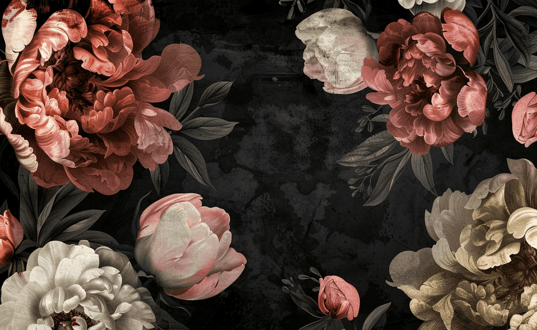 Épanouissement de Pivoines : Contraste et Beauté - Illulart: Papier peint panoramique