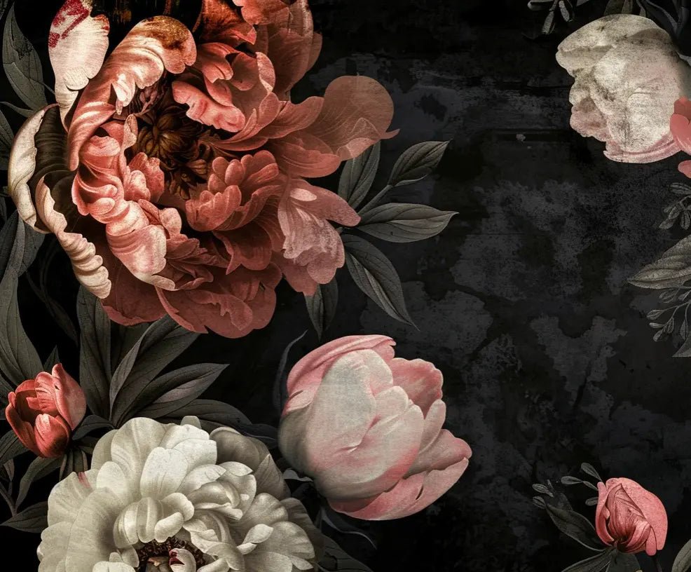 Épanouissement de Pivoines : Contraste et Beauté - Illulart: Papier peint panoramique