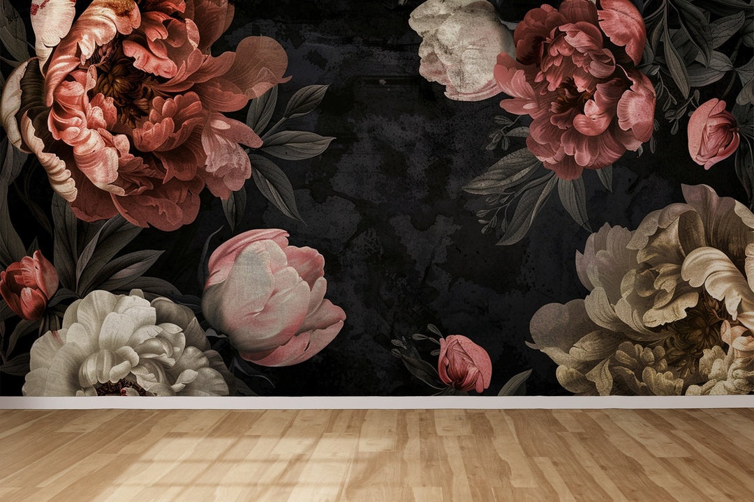 Épanouissement de Pivoines : Contraste et Beauté - Illulart: Papier peint panoramique