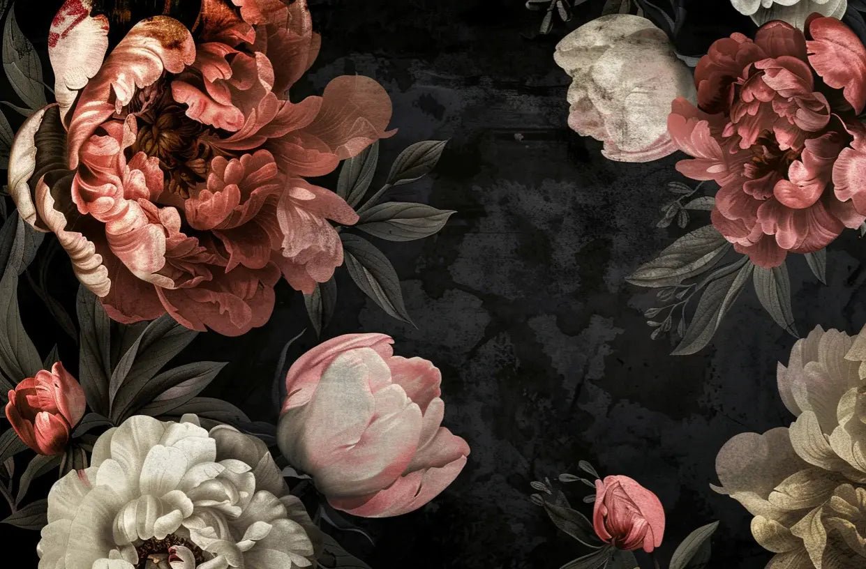 Épanouissement de Pivoines : Contraste et Beauté - Illulart: Papier peint panoramique