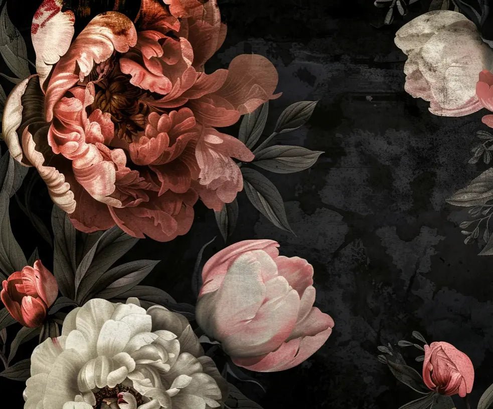 Épanouissement de Pivoines : Contraste et Beauté - Illulart: Papier peint panoramique