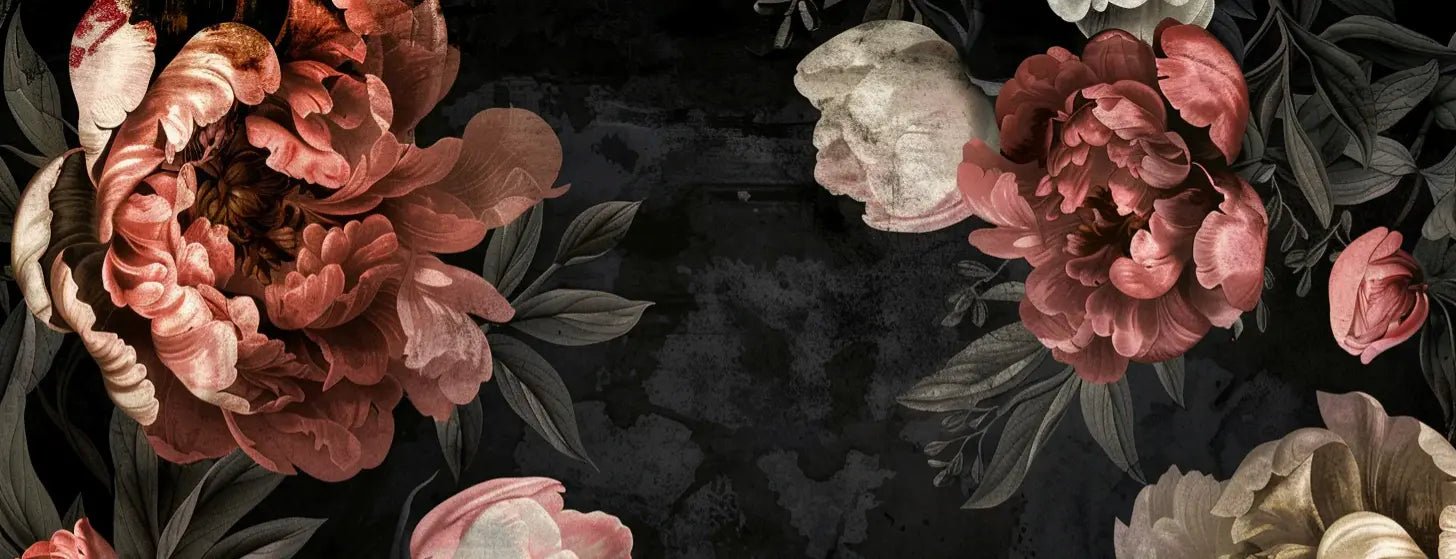 Épanouissement de Pivoines : Contraste et Beauté - Illulart: Papier peint panoramique