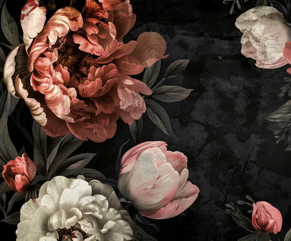 Épanouissement de Pivoines : Contraste et Beauté - Illulart: Papier peint panoramique