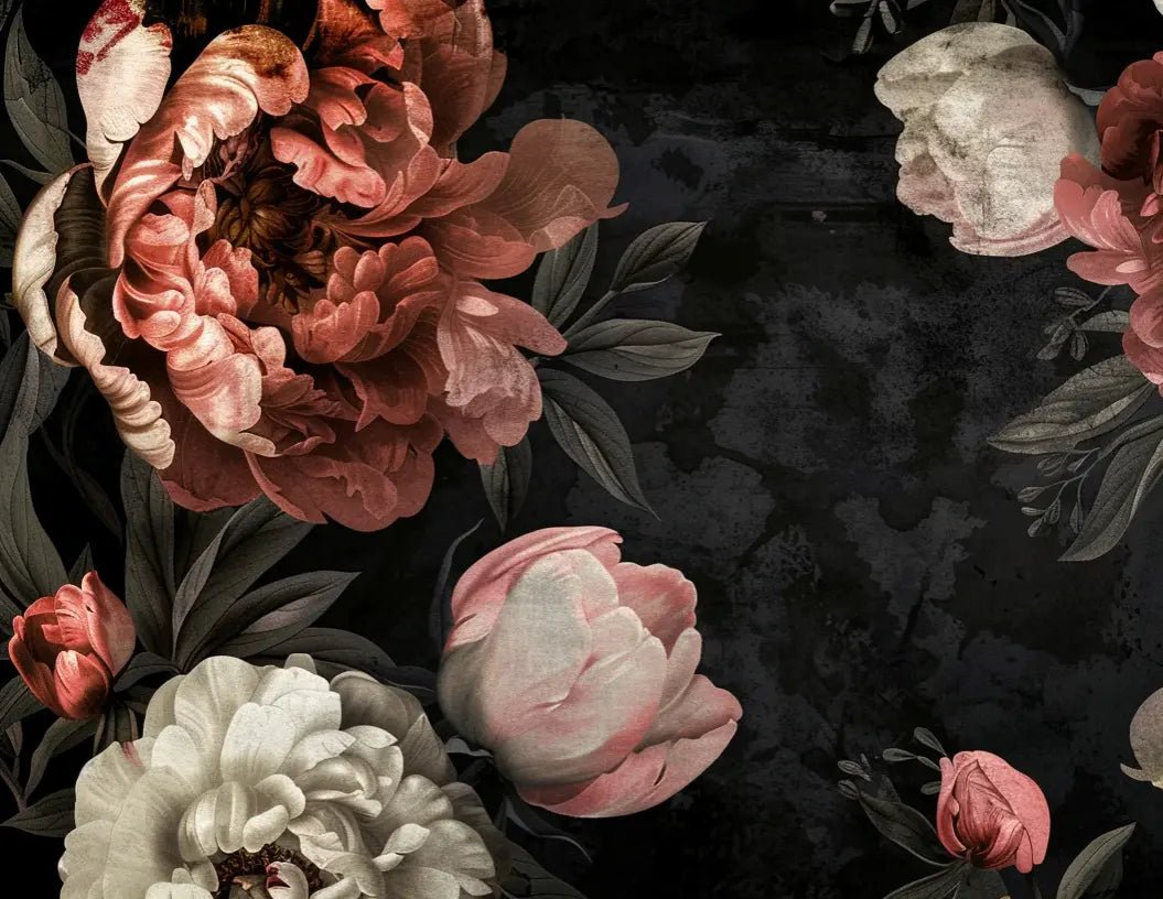 Épanouissement de Pivoines : Contraste et Beauté - Illulart: Papier peint panoramique