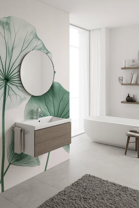 Esprit Lotus - Un Papier Peint Raffiné aux Teintes Douces - Illulart: Papier peint panoramique