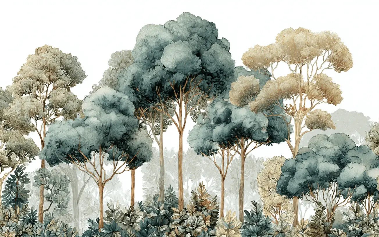 Évasion Boisée Vert Sauge – Papier peint panoramique forêt