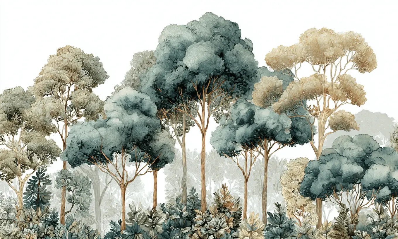 Évasion Boisée Vert Sauge – Papier peint panoramique forêt