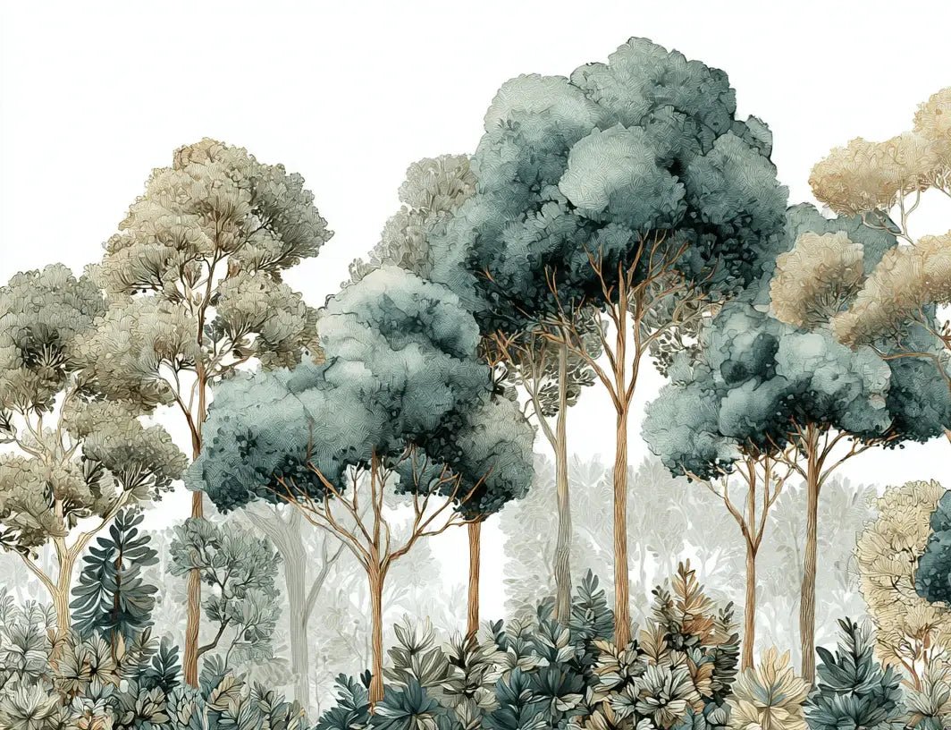 Évasion Boisée Vert Sauge – Papier peint panoramique forêt