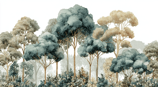 Évasion Boisée Vert Sauge – Papier peint panoramique forêt