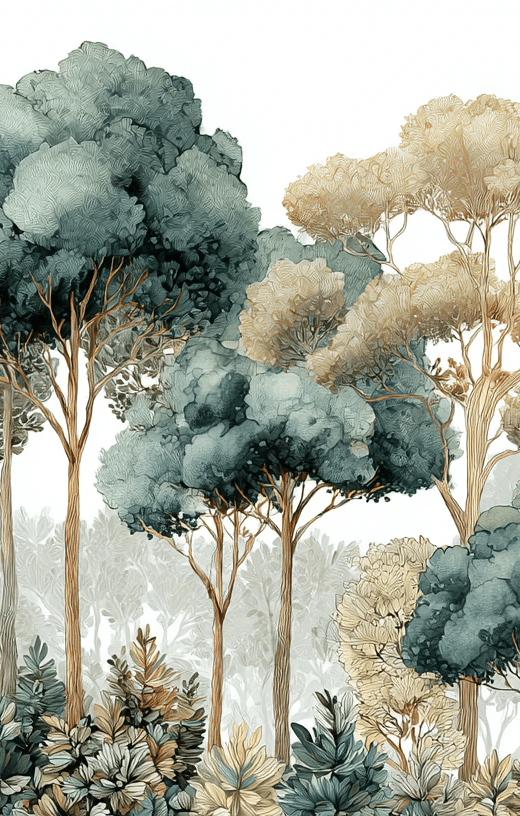 Évasion Boisée Vert Sauge – Papier peint panoramique forêt