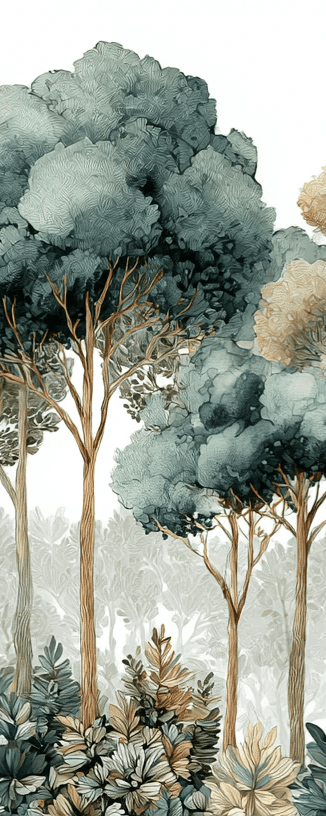 Évasion Boisée Vert Sauge – Papier peint panoramique forêt