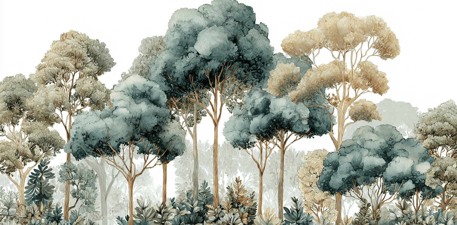 Évasion Boisée Vert Sauge – Papier peint panoramique forêt