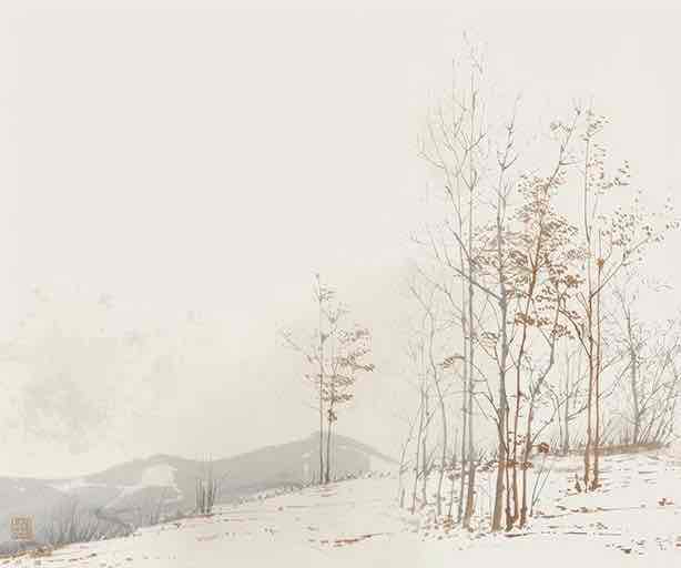 Évasion en Forêt : Une Balade Dans les Bois Gris et Minimaliste - Illulart: Papier peint panoramique