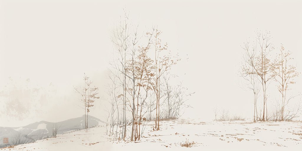 Évasion en Forêt : Une Balade Dans les Bois Gris et Minimaliste - Illulart: Papier peint panoramique