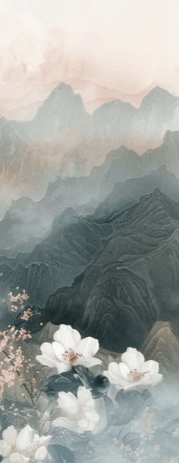 Évasion Florale en Montagne - Illulart: Papier peint panoramique