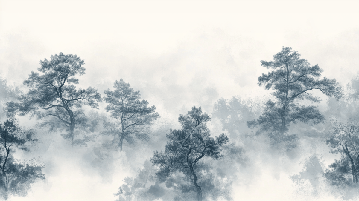 Évasion Forestière : Papier Peint Forêt dans la Brume - Illulart: Papier peint panoramique