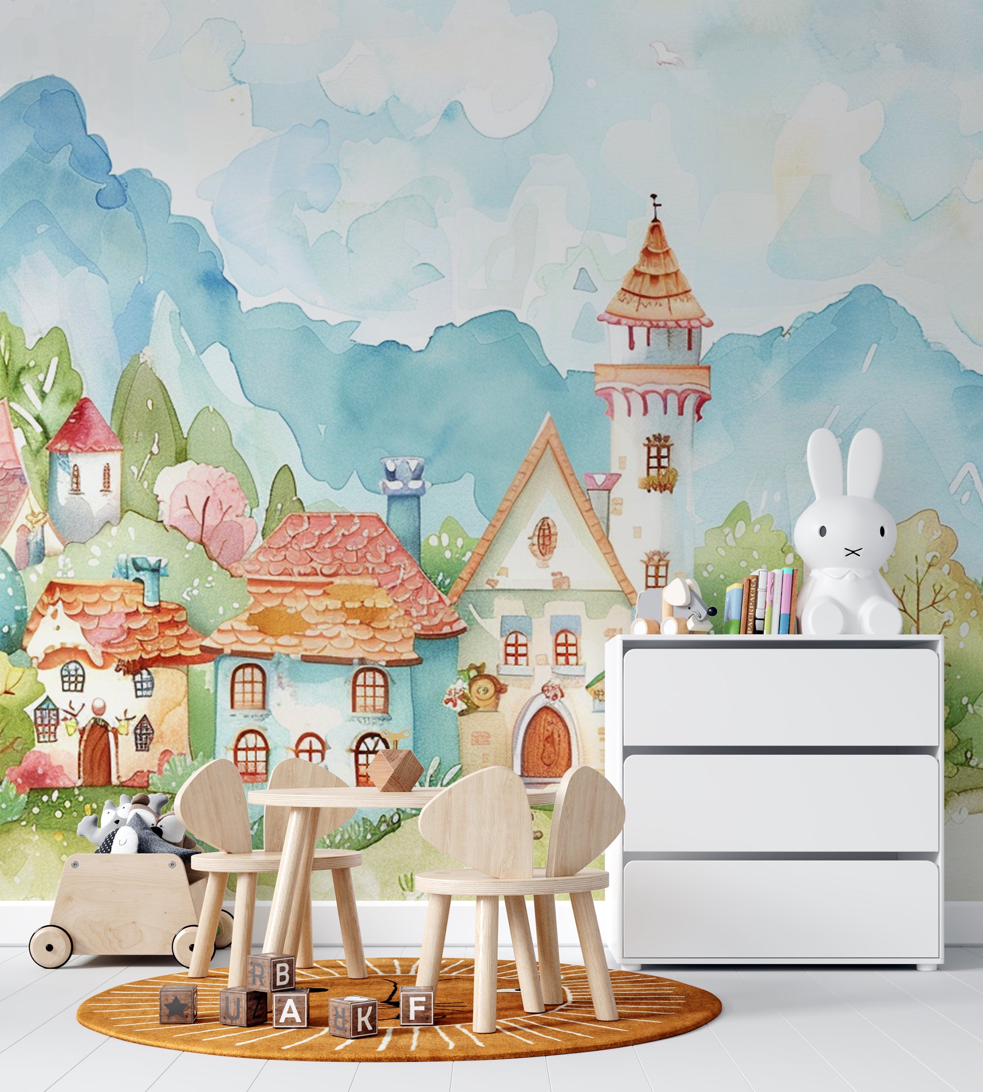 Imaginary Escape: Fantasy Village Wallpaper for Children