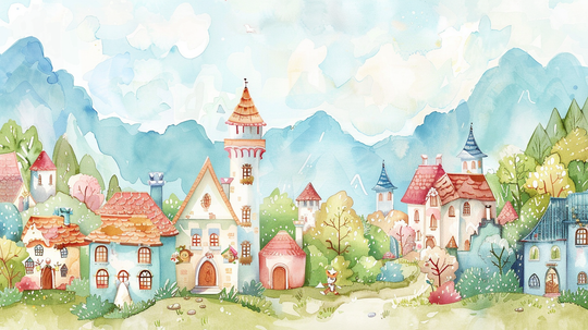 Imaginary Escape: Fantasy Village Wallpaper for Children