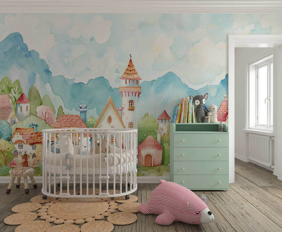 Imaginary Escape: Fantasy Village Wallpaper for Children