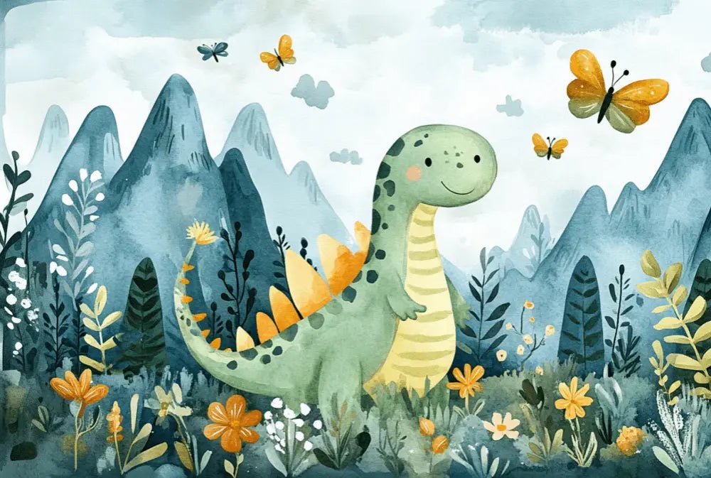 Explorations Dino au Cœur de la Nature - Papier Peint Enfant Ludique et Coloré - Illulart: Papier peint panoramique