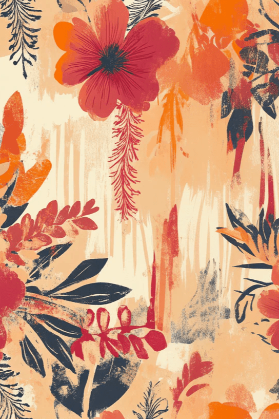 Explosion Florale - Motifs Bohèmes en Teintes Épicées - Illulart: Papier peint panoramique