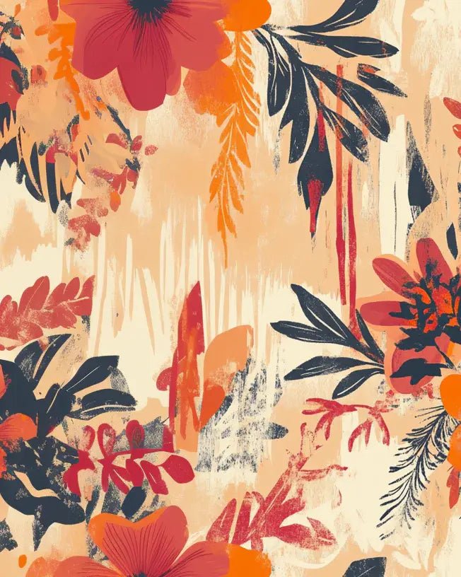 Explosion Florale - Motifs Bohèmes en Teintes Épicées - Illulart: Papier peint panoramique