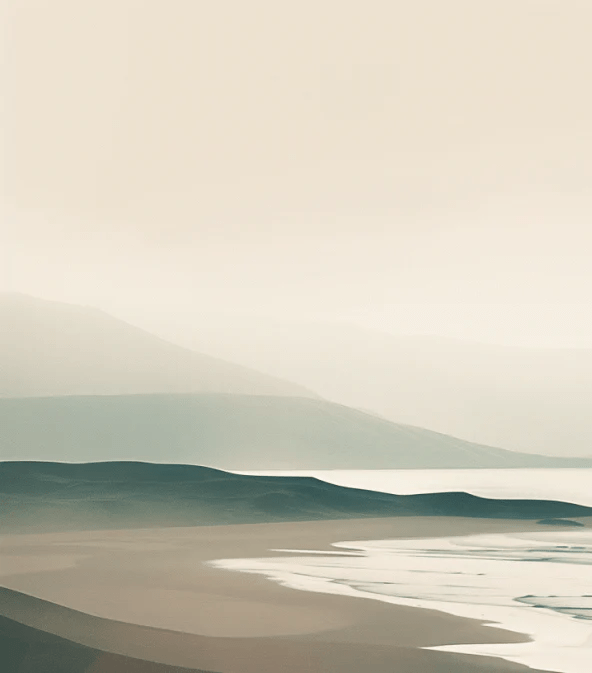 Face à l'Océan – Papier Peint Plage et Montagnes en Brume - Illulart: Papier peint panoramique